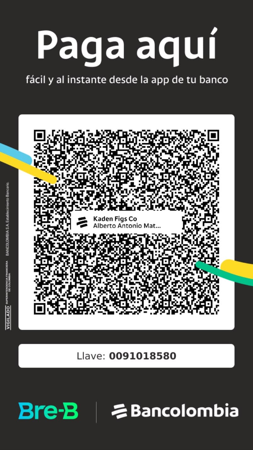 Código QR de Bre-B para pagar a Kaden Figs Co por Bancolombia